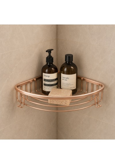 Tekli Pirinç Duş Köşeliği/düzenleyici Rose Gold