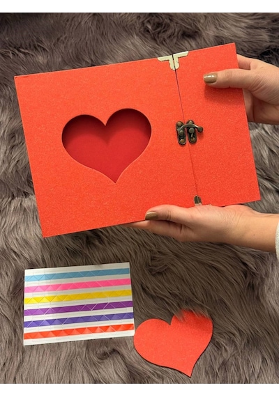 Kalpli Kapaklı Fotoğraf Albümü Metal Kilitli, Scrapbook Uyumlu 26 18 Cm