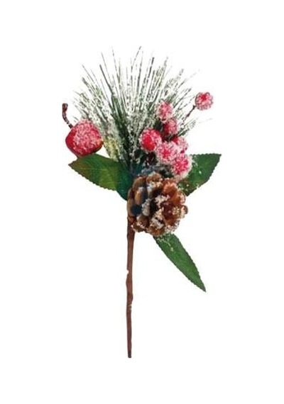 25 Cm Yılbaşı Çam Dalı Berry Demeti Kozalaklı Karlı Dekoratif Dal
