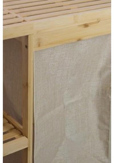 Bambu 3 Raflı Kumaş Sepetli Banyo Düzenleyici Kirli Çamaşır Sepeti Db-0046 Diğer