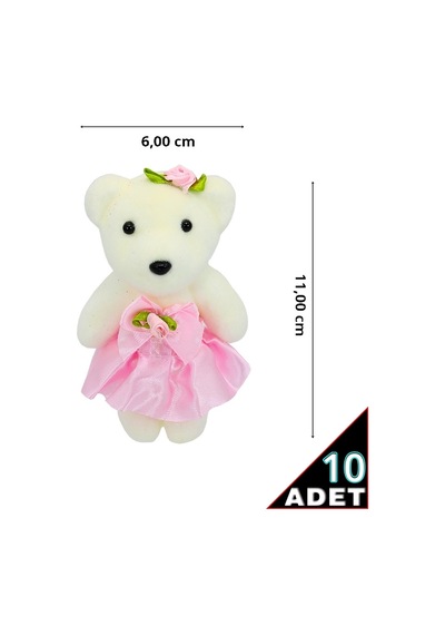 Minik Ayıcık Süs, 11Cm X 6Cm - Pembe - 10 Adet