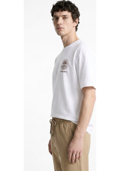 Discovery Expedition Beyaz Unisex Bisiklet Yaka Baskılı T-shirt D6su-tst3103