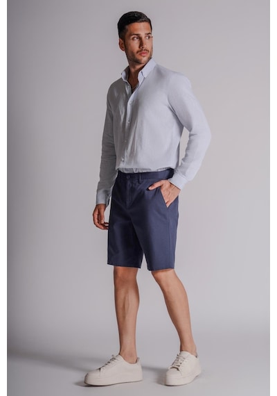 Braccas Erkek Yandan Cepli Klasik Bel Relaxed Fit Chino Şort Lacivert Lacivert
