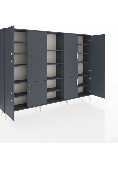 Arges Dolap 14 Raflı 8 Kapaklı 220x30x163 Antrasit-antrasit Antrasit - Antrasit Arges Dolap 14 Raflı 8 Kapaklı 220x30x163 Antrasit-antrasit Antrasit - Antrasit