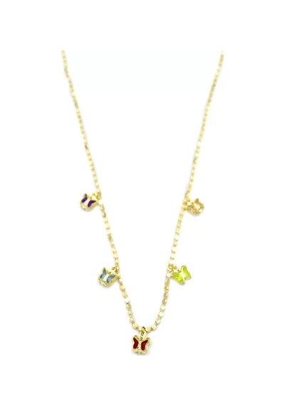 Ezme Zincir Charm Kolye - Altın Çok Renkli 10925308