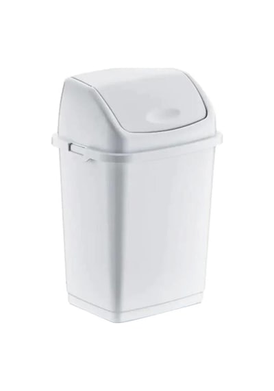 Polytime Magnum Klink Sallanır Kapak Ofis Banyo Mutfak Bahçe Çöp Kutusu Kovası / 20 Litre / Beyaz / 47x30x23 Cm. Beyaz