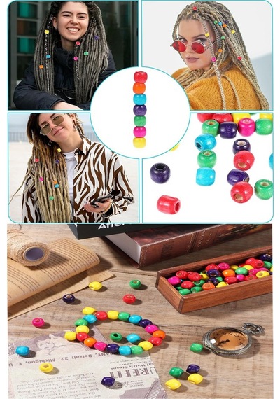 Renkli Ahşap Boncuk 6mm 50 Li 1 Paket Renkli Ahşap Boyalı Yuvarlak Doğal Boncuklar Saç Takı Tasarım Ektinlik Kreş Okul