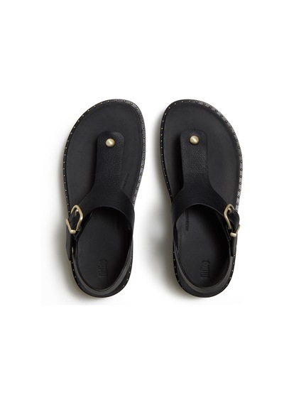 090 All Black Sandalet Kadın A3f-090 Fitflop Gen-ff Max Bucle Tumbled-leather Toe-post Sandals siyah
