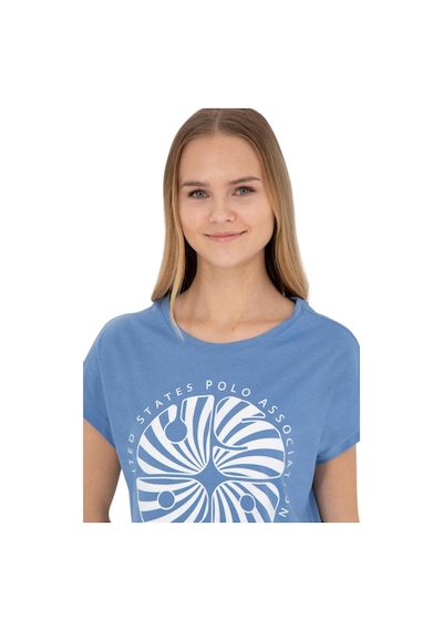 U.S. Polo Assn. Kadın Baskılı T-shirt Mavi
