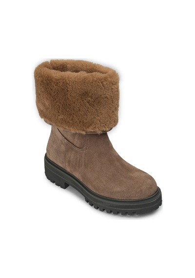 Deery Hakiki Süet Vizon Rengi Kadın Kürklü Bot - 02150Zvzne01 Vizon