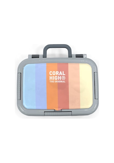 Coral High Kids Renkli Çizgi Desenli Paslanmaz Çelik Beslenme Kabı 39187 Pembe - Mavi