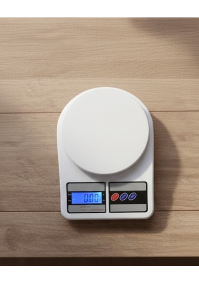 Hassas Elektronik Mutfak Terazisi 1 Gr X 10 Kg Kapasiteli Dijital Ekran, Dara Fonksiyonlu Tartı Beyaz