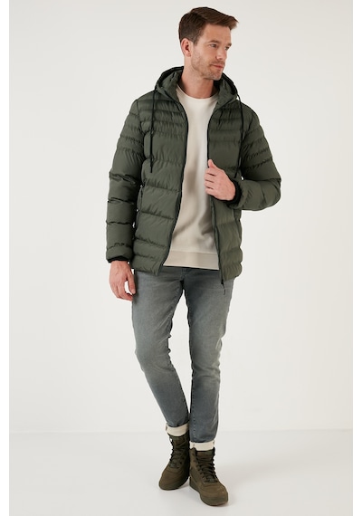 Buratti Su Itici Slim Fit Soğuğa Ve Rüzgara Dayanıklı Kapüşonlu Şişme Erkek Mont 649005 Haki