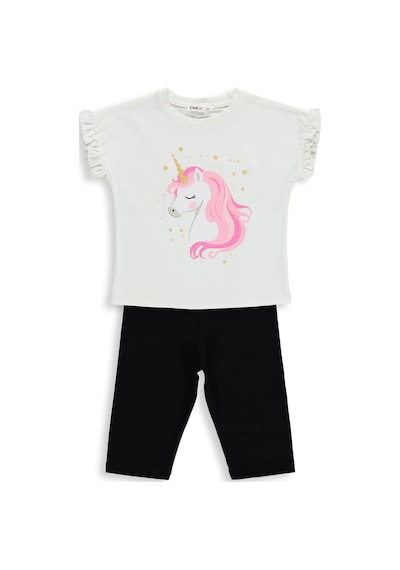 Civil Girls Unicorn Baskılı 2-5 Yaş Takım - Ekru