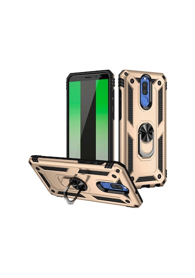 Huawei Mate 10 Lite Kılıf Kamera Koruyucu Manyetik Standlı Tank Koruma Pazarplus Mavi