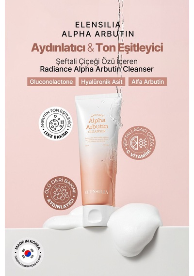 Elensilia Aydınlatıcı, Ton eşitleyici Arbutin Temizleyici Köpük ELENSILIA Radiance Alpha Arbutin Foam 120 ML