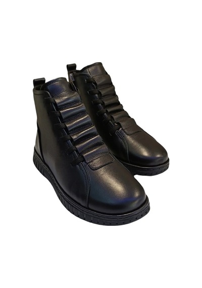 Voog 23662 Kadın Deri Casual Comfort Bot Siyah