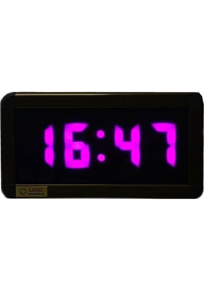 Dijital Led Duvar Ve Masa Saat Derece Ve Nem - Mor Kasa Ölçüsü: 15x37 Cm