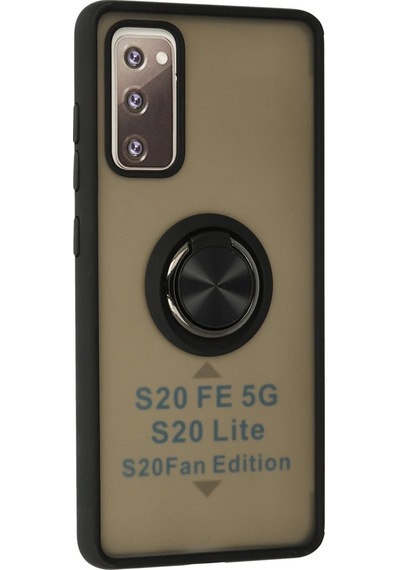 Mey İthalat Samsung Galaxy Uyumlu S20 Fe Kılıf Montreal Yüzüklü Silikon Kapak - Siyah