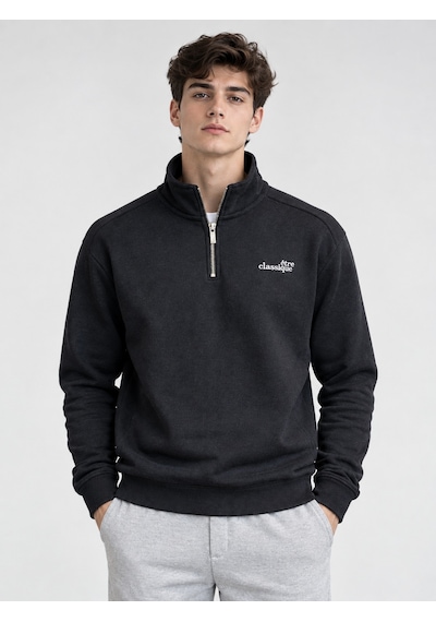 We&me Erkek Regular Fit Yarım Fermuarlı Dik Yaka Basic Sweatshirt Çok Renkli