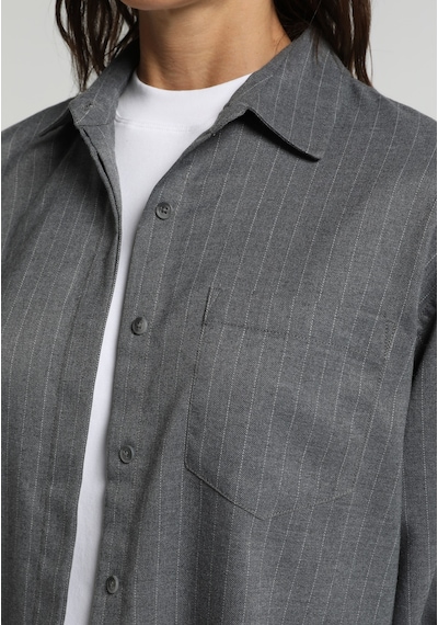 Colin's Colins Boyfriend Fit Shirt Neck Çizgili Kadın Gri Uzun Kol Gömlek Cl1081217 Q1.v1 Gra