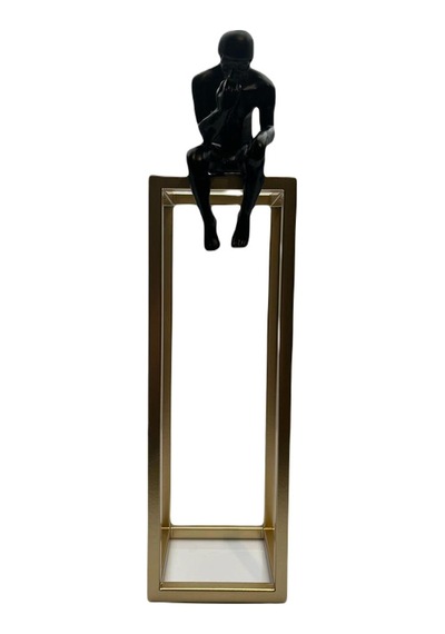 Düşünen Adam Biblo Mıknatıslı Metal Tabla Gold/siyah 38 Cm