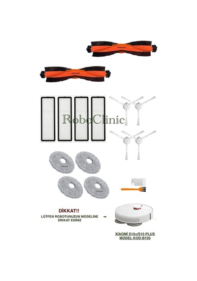 Xiaomi Robot Vacuum S10+/s10 Plus Uyumlu Ana Fırça,yan Fırça,hepa Filtre,mop Seti-16 Parça