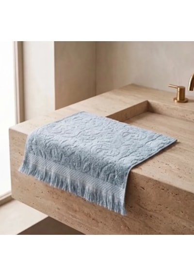 Botti Home %100 Pamuk Jakarlı El Ve Yüz Havlusu Seti 50 X 90 Cm Çeyizlik Saçaklı Havlu Bebe Mavisi