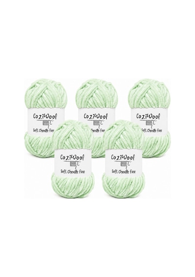 Kadife İp Soft Chenille Fine 5'li Paket 5x100 Gr 160 Mt El Örgü İpi Mint Yeşil - 925144855