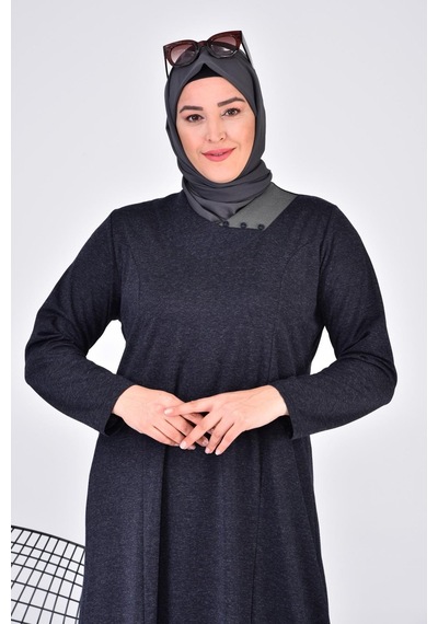 Ferace Kadin Buyuk Beden Ay Yaka Anne Elbise Uzun Tesettur 001