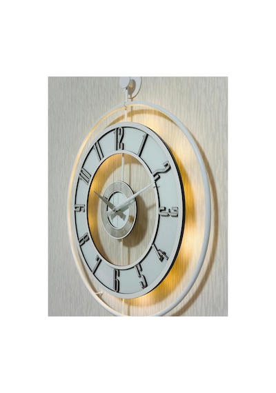 Pey Aksesuar Metal Camlı Duvar Saati 50 X 70 Cm Orta Boy Işıklı Gerçek Cam M51-beyaz-şeffaf-beyaz-gümüş M51-beyaz-şeffaf-beyaz-gümüş