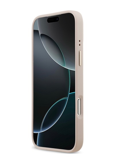 Apple Uyumlu iPhone 17 Pro Max Kılıf Guess Lisanslı M-safeli Gold Metal Kamera Çerçeveli Taşlı 4g Logolu Pembe Pembe