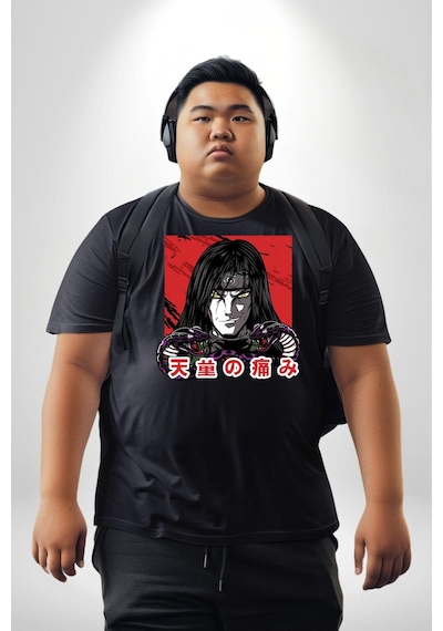 Angemiel Orochimaru Anime Siyah Büyük Beden Erkek Kadın Unisex Basic Ön Baskılı Tişört Siyah