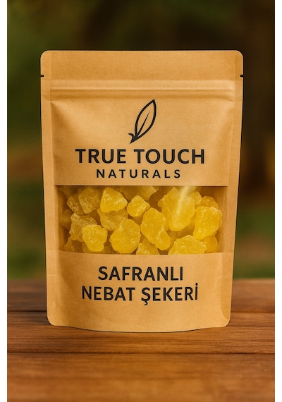 Safranlı Nebat Şekeri 200gr. Kaya Şekeri - Nöbet Şekeri - Kristal Şeker - Taş Şeker