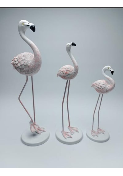 Metal Ayaklı 3 Lü Flamingo Beyaz