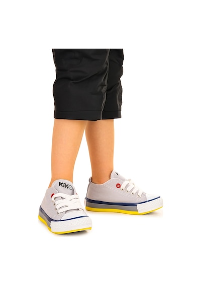 Kiko Kids Tinna Bağcıklı Erkek Bebek Keten Spor Ayakkabı Gri