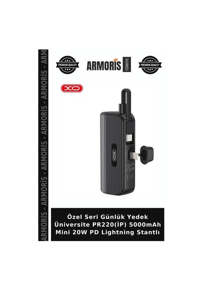 Özel Seri Günlük Yedek Üniversite Pr220 İp 5000mah Mini 20w Pd Lightning Stantlı Çok Renkli