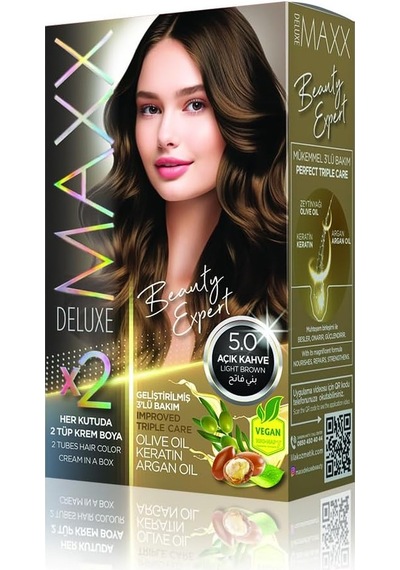 Maxx Deluxe Beauty Expert Haır Color Keratin 'li 1 Kutu 2 X 50 Ml Açık Kahve 5.0