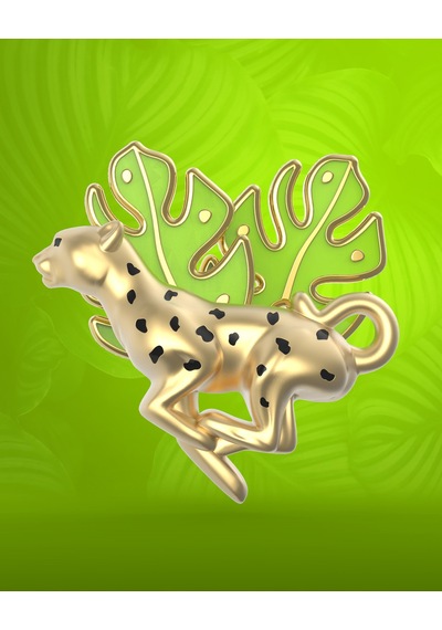 Leopar & Tropikal Yaprak Broş