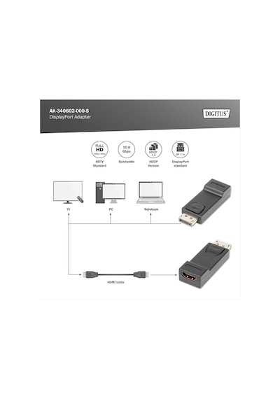 Dıgıtus Dp-hdmı Görüntü Adaptörü Ak-340602-000.s -216569