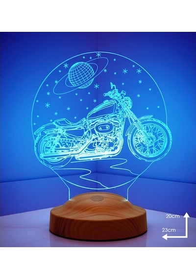Chopper Motorsiklet Motor Hayranlarına Hediye 3D Led Lamba