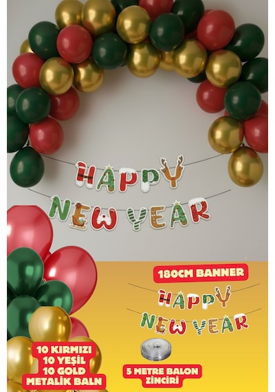 Yılbaşı Kutlama Balon Banner Set 2026 Yılbaşı Balon Süs Yılbaşı Süs Malzemeleri