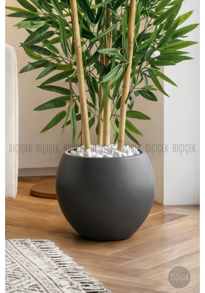 125cm Yapay Bambu Ağacı Küre Saksıda H