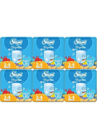 Sleepy Mayo Bebek Bezi 3-4 Numara Maxi 120 Adet 6'lı