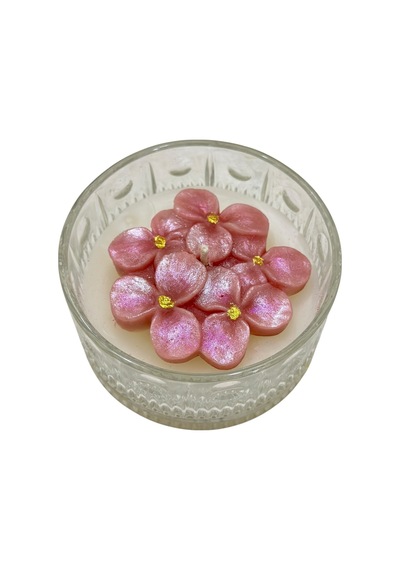 Cam Kasede Yonca Ve Orkide Mum 2 Li 9x6 Cm
