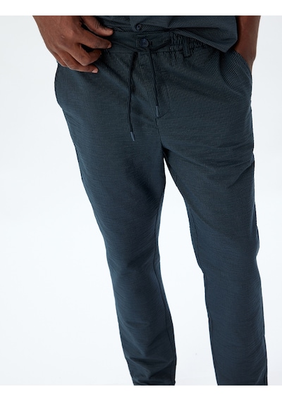Koton Chino Pantolon Cep Detaylı Beli Bağcıklı Pamuklu Lacivert 5wam40043hw Lacivert