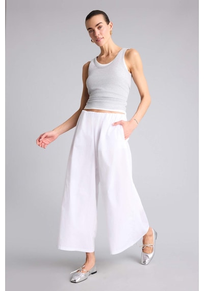 Defacto Wıde Leg Normal Bel Poplin Pantolon H4205ax26smwt84 Beyaz-wt84