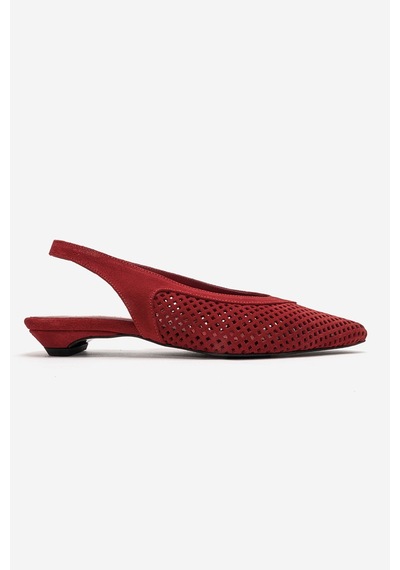 Luvishoes Lıeve Kırmızı Süet Hakiki Deri Kadın Alçak Topuklu Ayakkabı
