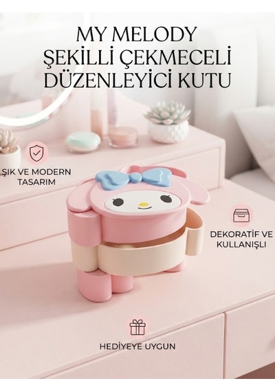 My Melody Şekilli Çekmeceli Düzenleyici Kutu Beyaz