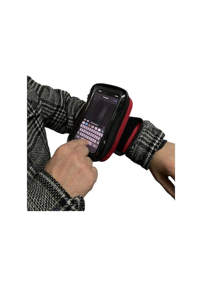 Motobros Motosiklet Kola Takılan Çantalı Telefon Tutucu Kol Telefon Tutucu 6.7" E Kadar Kırmızı Renk